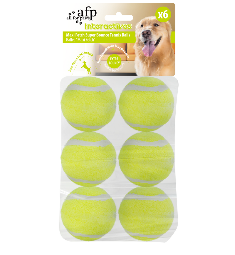 All For Paws Interactives Maxi Fetch Super Bounce Tennis Ball (6 pack)