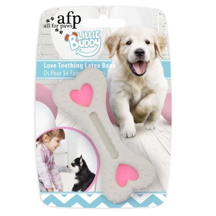 All For Paws Little Buddy Love Teething Latex Bone - Zach's Pet Shop