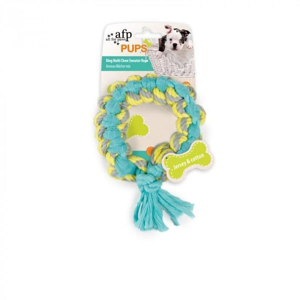 All For Paws Pups Multi Chew Sweater Rope Ring - Zach's Pet Shop