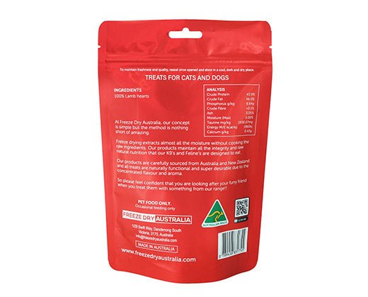 Freeze Dry Australia - Lamb Hearts 100g - Zach's Pet Shop