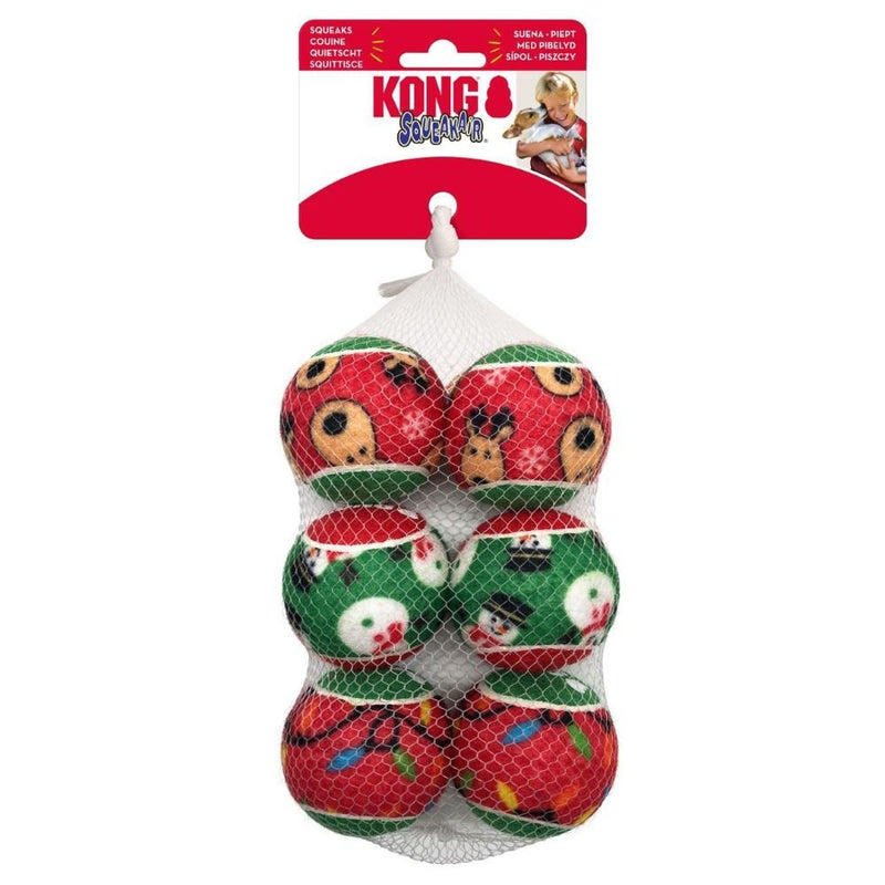 KONG Christmas Holiday SqueakAir Balls 6pk - Zach's Pet Shop