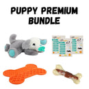 Puppy Premium Bundle with plush toy, chew toy and treat mat on a white background