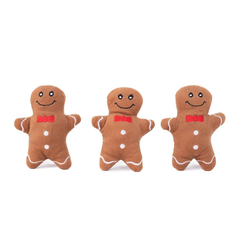 Zippy Paws Christmas Holiday Miniz 3-Pack - Gingerbread Men - Zach's Pet Shop