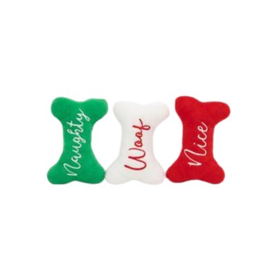 Zippy Paws Christmas Holiday Miniz 3-Pack - Naughty and Nice Bones - Zach's Pet Shop