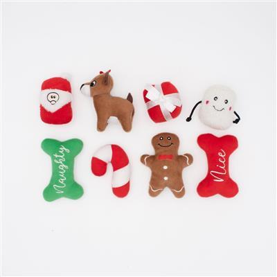 Zippy Paws Christmas Holiday Miniz 8-Pack - Zach's Pet Shop