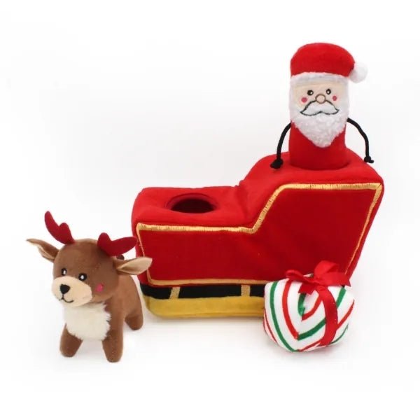 Zippy Paws Holiday Burrow - Santa's Sleigh - Zach's Pet Shop