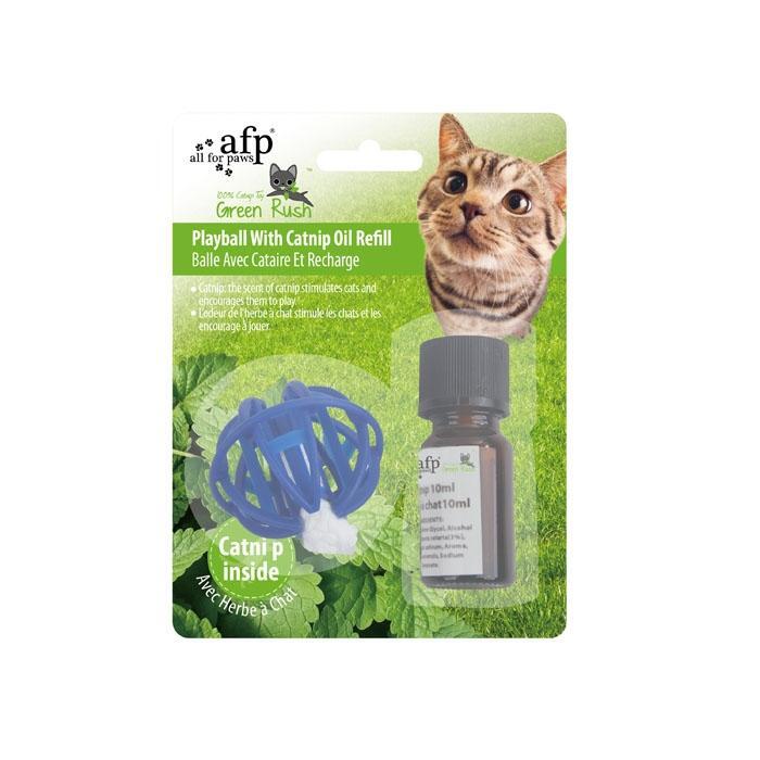All For Paws Green Rush Playball With Catnip Oil