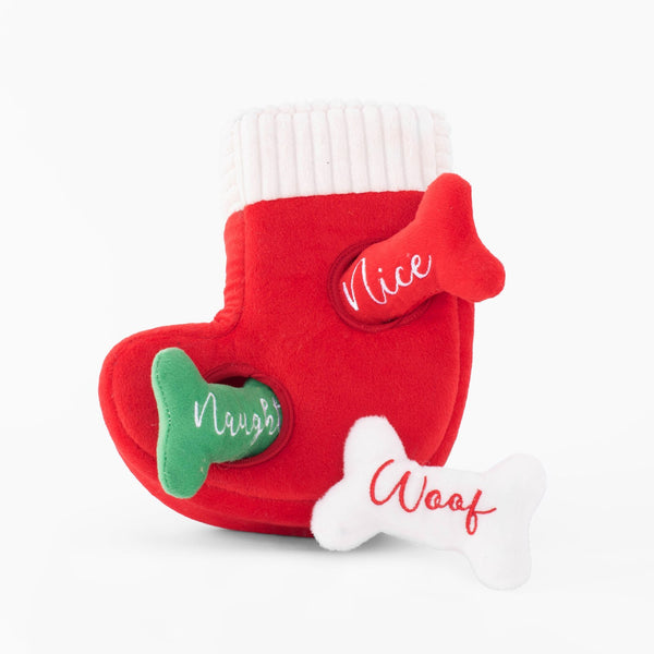 Zippy Paws Christmas Holiday Burrow - Naughty or Nice Stocking