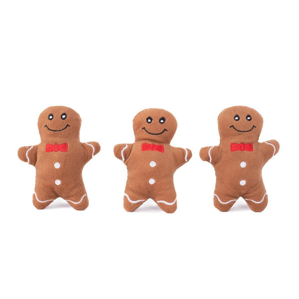 Zippy Paws Christmas Holiday Miniz 3-Pack - Gingerbread Men