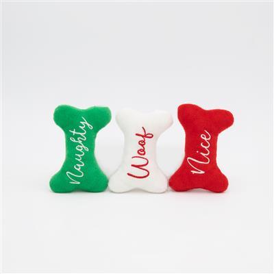 Zippy Paws Christmas Holiday Miniz 3-Pack - Naughty and Nice Bones
